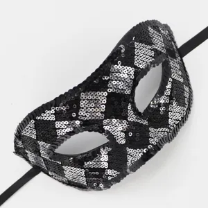 Schwarz-silber Pailletten Maskenball Maske Party Augenmaske fuer Halloween Events