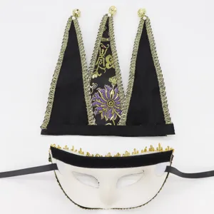 Accessoire de costume Halloween chapeau à clochettes triangulaires et ensemble masque