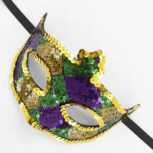 Glitzernde Maskenball Maske mit bunten Pailletten für Karneval, Halloween und Kostümpartys.