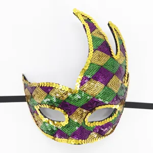 Karneval Maske Pailletten Venezianische Maskerade Party Kostüm Horn Augenmaske
