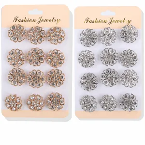 Set di Spille a Fiore in Lega con Strass 12 Pezzi Spilla Camelia Gioielli alla Moda per Donna Decorazione Abbigliamento Matrimonio Festa