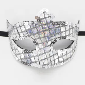 Silberne Pailletten Maskerade Maske Spitze Augenmaske Party Festival Kostueme Zubehoer