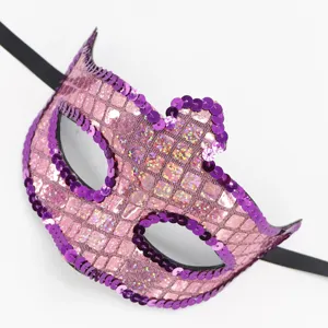 Pailletten Maskerade Maske lila rosa Augenmaske Party Abschlussball Halloween Kostüm