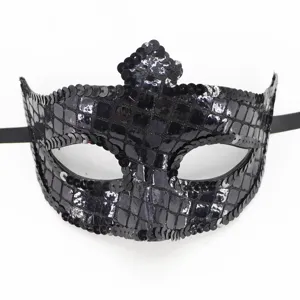 Schwarze Pailletten Maskerade Maske für Party Kostüm, glänzende Augenmaske mit Band.