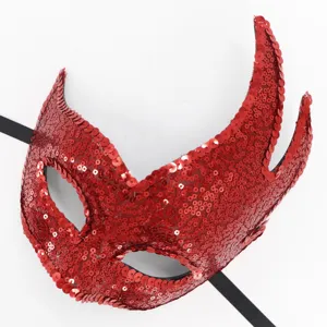 Rote Pailletten Flammen Maske für Halloween Party Cosplay Karneval Ball Kostüm Zubehör.