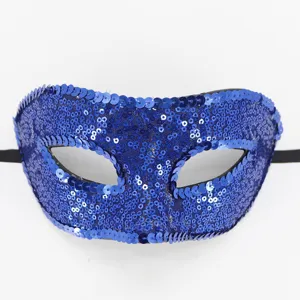 Blaue Pailletten Spitzen Maske Karneval Maskerade Party Augenmaske Halloween Requisite Detail