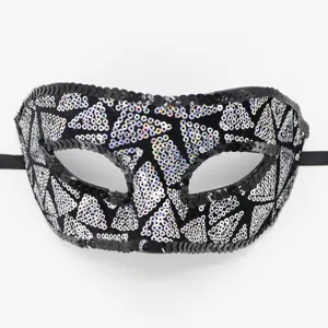 Schwarze Pailletten Maske Glitzernde Augenmaske fuer Party Karneval Halloween Kostuem Zubehoer