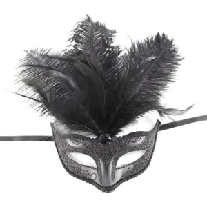 Máscara de Mascarada de Plumas para Hombres Mujeres Carnaval Halloween Fiesta Accesorios de Disfraces Veneciana Purpurina Strass Decoración