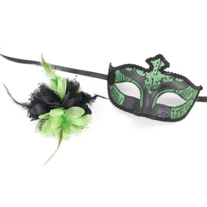 Halloween masquerade masker en mooie veren bloem haaraccessoire set voor feest kostuum