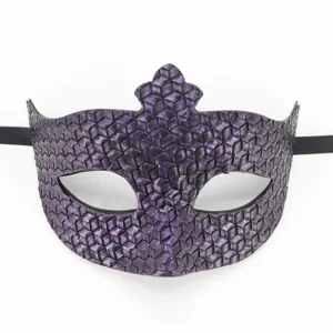 Masque de bal masqué en cuir violet pour fête de Halloween costume rétro romain demi-masque