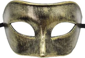 Retro gouden maskerade masker voor heren, vintage half gezicht oogmasker voor Halloween.