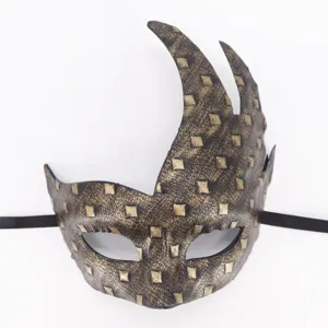 Máscara de cuerno de llama retro para fiesta de Halloween carnaval disfraz negro oro