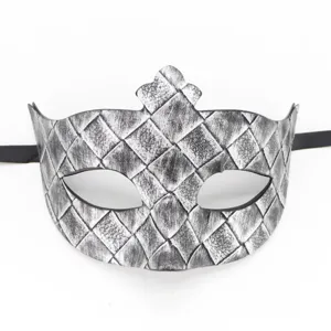 Máscara de cuero plateado vintage, antifaz veneciano para fiesta de Halloween y carnaval.