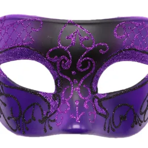Heren masker bal Masque paars zwart glitter Venetiaans masker voor Halloween feest kostuum