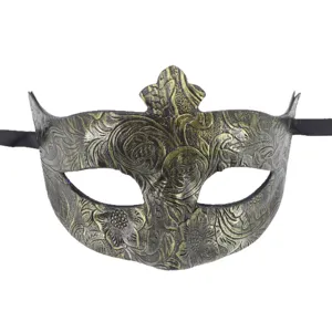 Mascara Veneciana Romana Negro Oro Mascarada Fiesta Halloween Disfraz Accesorio