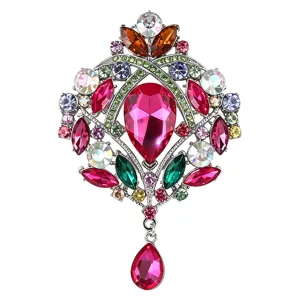 Wunderschöne Kristall Strass Krone Brosche Pin, eleganter mehrfarbiger Modeschmuck.