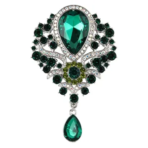 Vintage verde cristallo strass spilla ciondolo elegante lusso cappotto spilla donna