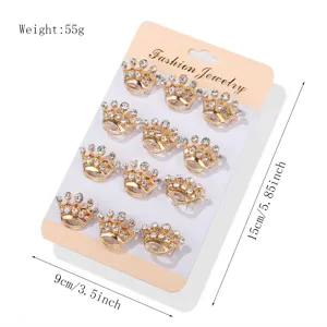 Set di spille con strass a piccola corona per vestiti borse accessori moda decorativi