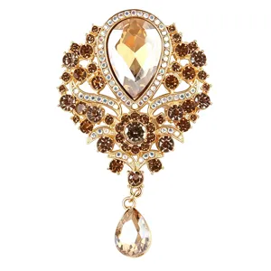 Spilla goccia di cristallo stile palazzo vintage lusso spilla strass per cappotto donna