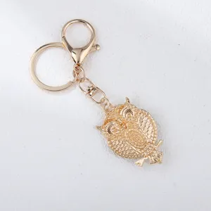 Goldene Eule Schlüsselanhänger Legierung Taschenanhänger Tier Schlüsselring Schmuck