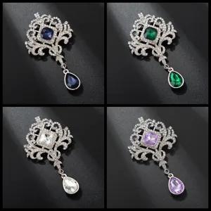 Broche de cour en cristal vintage détail, élégante broche corsage strass creux manteaux