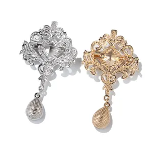Ensemble de broches baroques creuses en cristal, élégante épingle de corsage dorée argentée.
