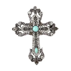 Detailansicht der Vintage Strass Kreuz Brosche, prunkvolles Hofstil Anzugjacken Zubehör.