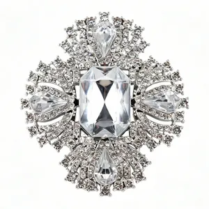 Stunning vintage crystal brooch pin for women elegant rhinestone cluster jewelry accessory