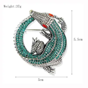 Vintage Strass Alligator Brosche Nadel für Damen und Herren, elegante Tier Revers Schmuck.