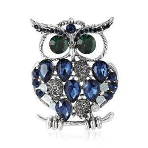 Broche hibou vintage pour femmes, épingle à revers en strass animal pour accessoires de costume.