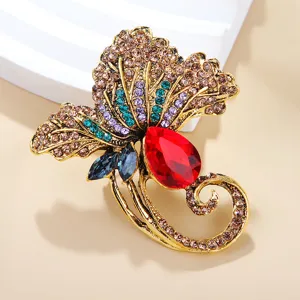 Vintage kristallen blad broche voor vrouwen, prachtige luxe strass esdoorn blad speld.