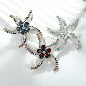 Luxury Starfish Brooch For Women Zinc Alloy Rhinestone Exquisite Elegant Breastpin Fashion Clothing Accessory Jewelry Gift