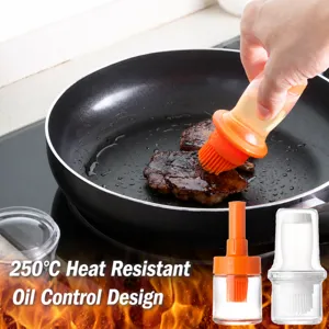 Pincel de aceite de silicona con tapa, resistente al calor para barbacoa y reposteria horneado.