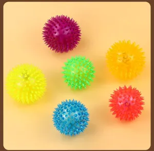 Colorful TPR pet toy spike balls, flashing and sounding interactive toys for dogs and cats.