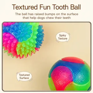 TPR flashing dog toy ball colorful luminous bouncing ball for small dogs training throw play