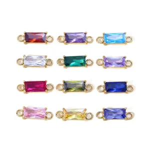 Rechthoekige dubbele ring kubieke zirkonia hanger 18k verguld DIY sieraden accessoires main