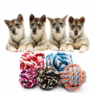 Jouet Interactif Pour Chien Balle En Corde De Cotone Balle En Caoutchouc Jouet À Mâcher Pour Animal De Compagnie Pour Nettoyage Des Dents Et Divertissement Quotidien
