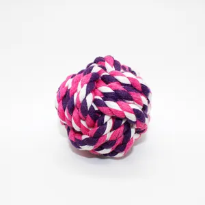 Balle en corde de coton à mâcher pour animaux, jouet interactif pour chiens et chats.