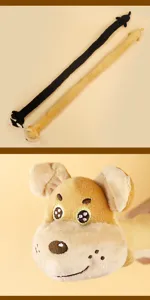 Long plush dog squeak toy for pets, cute interactive chew toy for small dogs puppy detail.