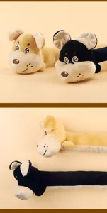 Cute long dachshund plush dog squeaky toy, soft pet chew toy for daily fun and entertainment.