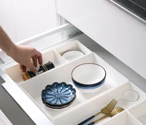Organisateur de tiroir japonais boîte de rangement modulaire en plastique pour couverts de cuisine
