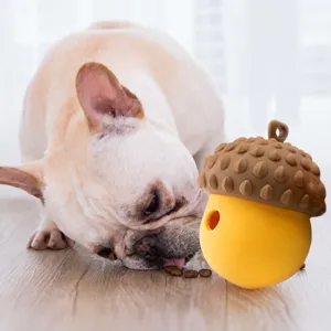 Jouet Interactif de Fuite de Nourriture pour Chien en Silicone Pomme de Pin Jouet de Dentition pour Chien Distributeur Lent Jouet à Mâcher pour Chiot