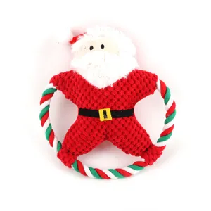 Christmas Santa Claus dog chew toy plush cotton rope interactive pet toy teeth cleaning