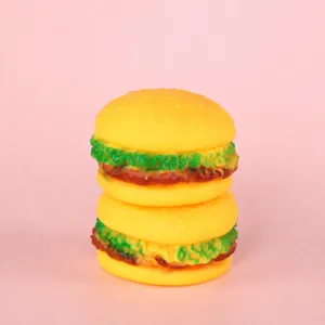 Squeaky burger dog toy vinyl hamburger pet chew toy for puppy interactive play teeth cleaning