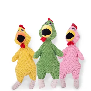 Cute plush squeaky chicken pet toy made of soft pineapple fleece, perfect for dogs teething and fun.