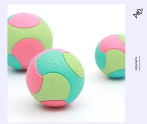 Detailed view of colorful textured pet chew toy balls, perfect for dog teeth cleaning and training.