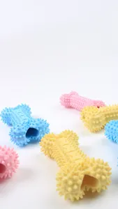 Jouet à mâcher pour chien en os TPR coloré à picots, jouet de dentition souple pour chiots.