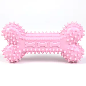 TPR Jouet à Mâcher pour Chien en Forme d'Os Nettoyage des Dents Jouet d'Entraînement Interactif pour Petits et Grands Chiens