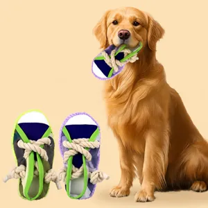 Pet Dog Toy Squeaky Teething Shoe Toy Cotton Rope Knot Interactive Training For Small Dogs Puppy Chew Toy