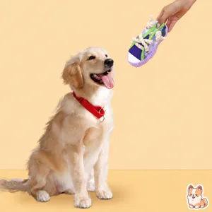 Dog chew toy sneaker shape cotton rope squeaker training interactive puppy pet supply